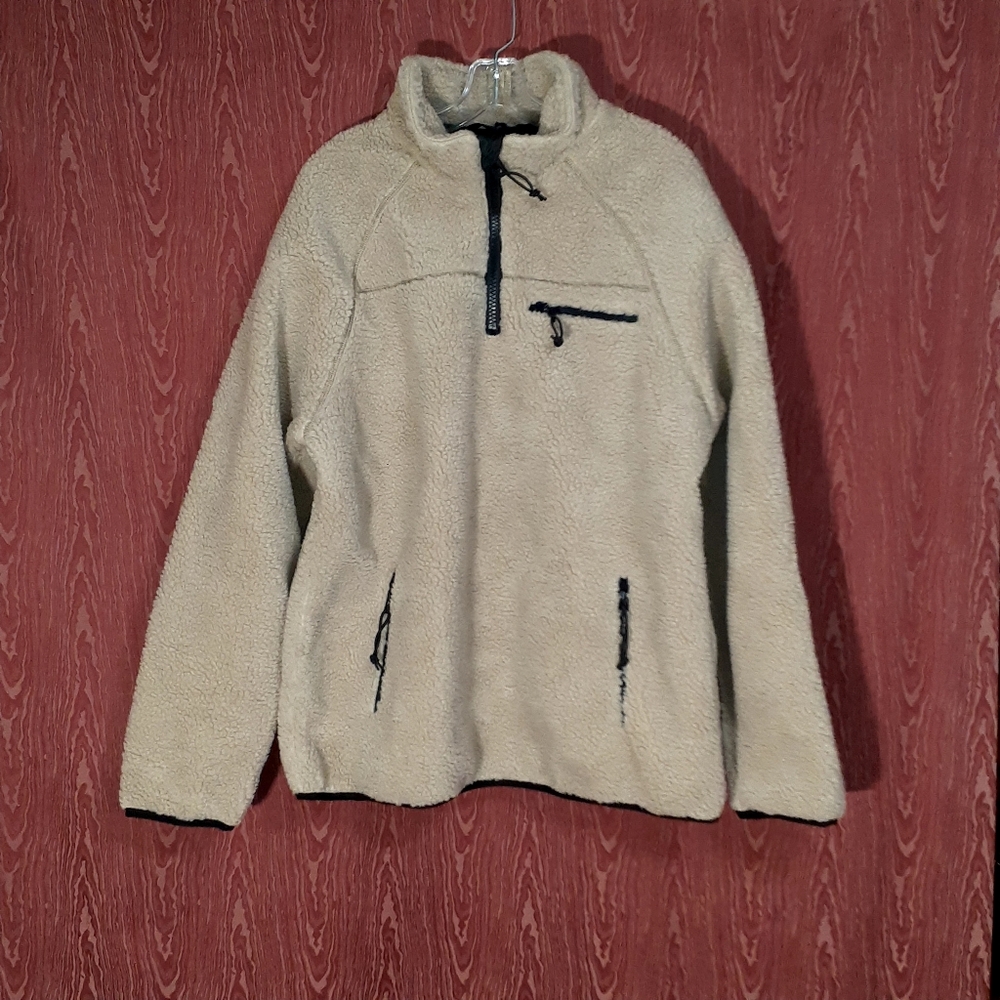 BRADIT TEDDY Fleece Quarter Zip Carmel Brown Cold Weather Jacket  Men's Sz L
